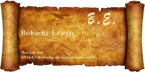 Bokody Ervin névjegykártya